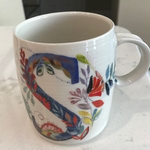 NEW Anthropologie Petal Palette Monogram Mug - S